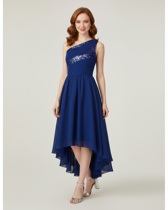 Jugendweihe Kleid Dunkelblau Glitzer Pailletten - Ansicht 1