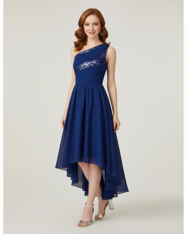 Jugendweihe Kleid Dunkelblau Glitzer Pailletten - Ansicht 3