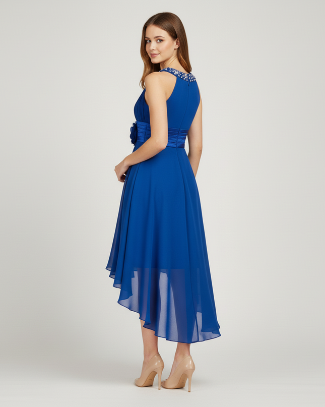 Jugendweihe Kleid Dunkelblau High-Low Chiffon Kinder - Ansicht 2