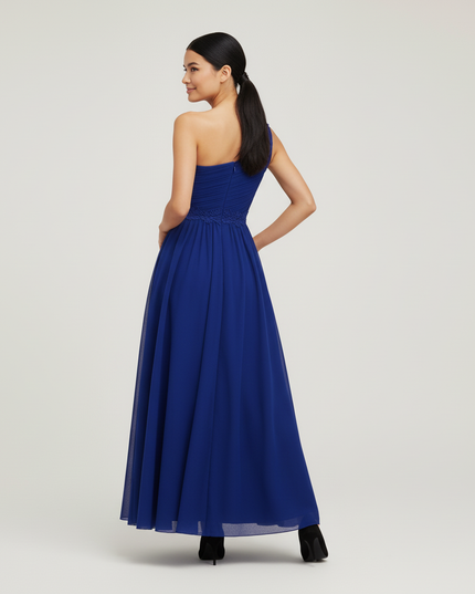 Jugendweihe Kleid Dunkelblau Maedchen One-Shoulder Tuell - Ansicht 2