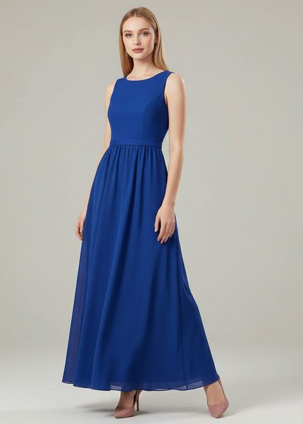 Jugendweihe Kleid Dunkelblau Navy Chiffon Maedchen - Ansicht 1