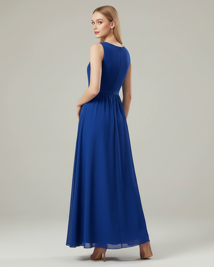 Jugendweihe Kleid Dunkelblau Navy Chiffon Maedchen - Ansicht 2