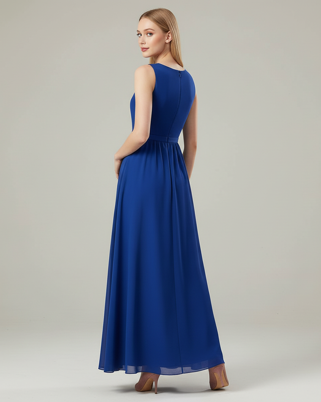 Jugendweihe Kleid Dunkelblau Navy Chiffon Maedchen - Ansicht 2