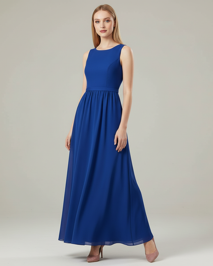 Jugendweihe Kleid Dunkelblau Navy Chiffon Maedchen - Ansicht 5