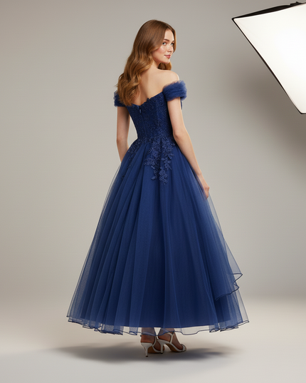 Jugendweihe Kleid Dunkelblau Prom Spitze Kinder - Ansicht 2