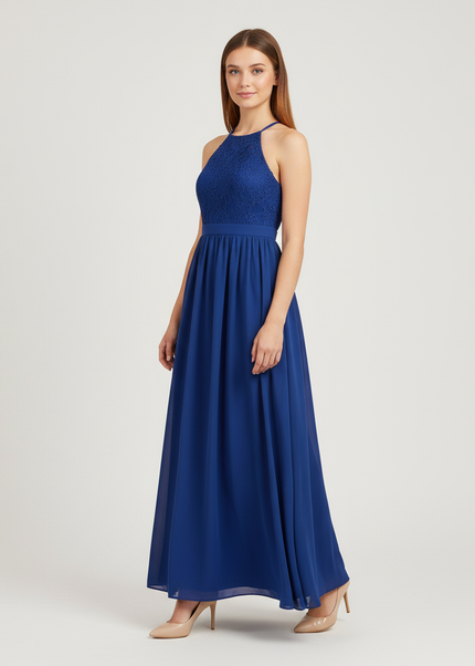 Jugendweihe Kleid Dunkelblau Spitze Halter Kinder - Ansicht 1