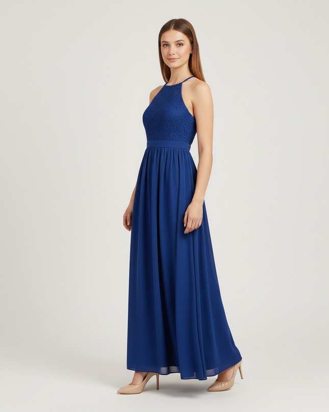 Jugendweihe Kleid Dunkelblau Spitze Halter Kinder - Ansicht 3