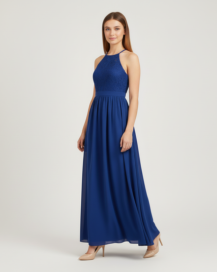 Jugendweihe Kleid Dunkelblau Spitze Halter Kinder - Ansicht 5