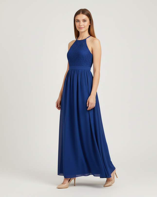 Jugendweihe Kleid Dunkelblau Spitze Halter Kinder - Ansicht 5