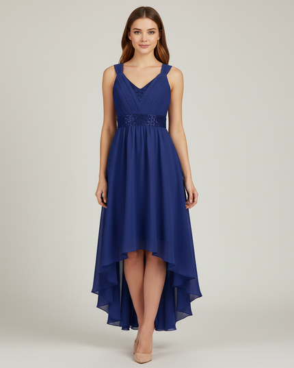 Jugendweihe Kleid Dunkelblau Spitze Lang Navy A-Linie - Ansicht 1