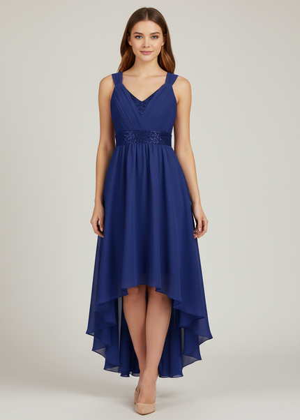 Jugendweihe Kleid Dunkelblau Spitze Lang Navy A-Linie - Ansicht 1