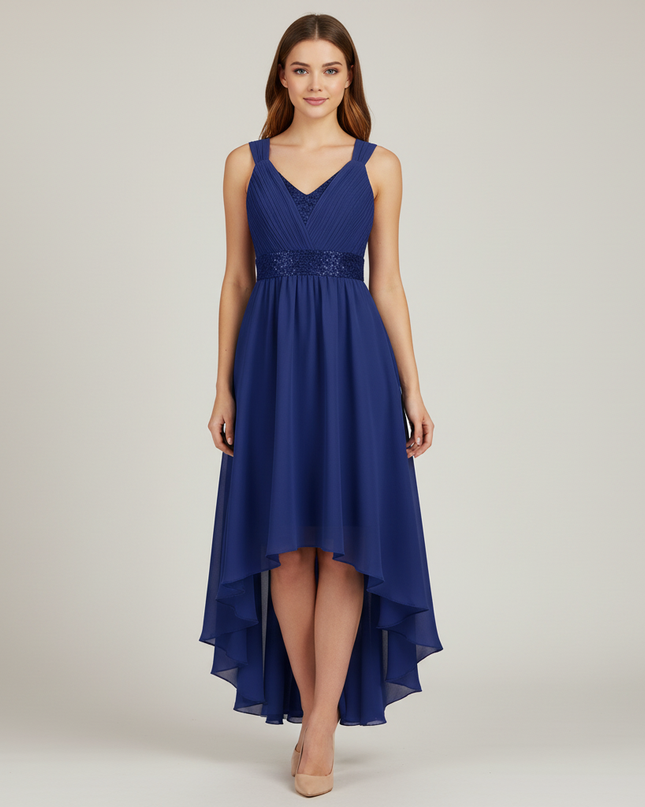 Jugendweihe Kleid Dunkelblau Spitze Lang Navy A-Linie - Ansicht 1