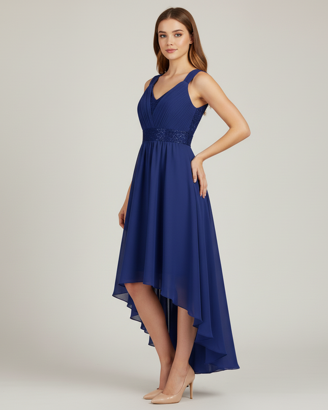 Jugendweihe Kleid Dunkelblau Spitze Lang Navy A-Linie - Ansicht 3