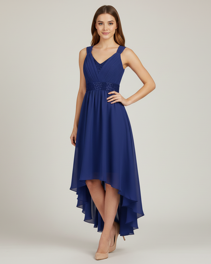 Jugendweihe Kleid Dunkelblau Spitze Lang Navy A-Linie - Ansicht 5
