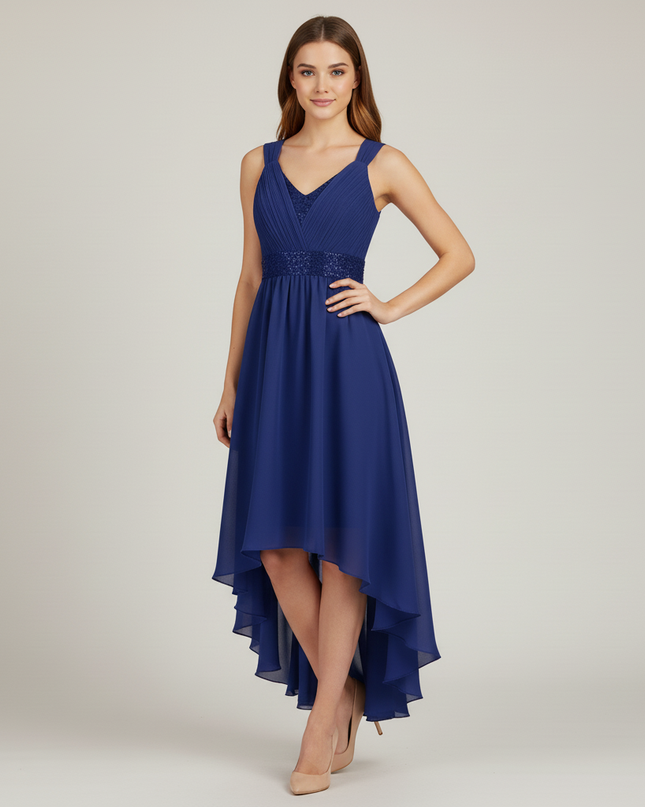 Jugendweihe Kleid Dunkelblau Spitze Lang Navy A-Linie - Ansicht 5