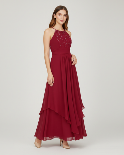Jugendweihe Kleid Dunkelrot Lang Maedchen | Festlich - Ansicht 1