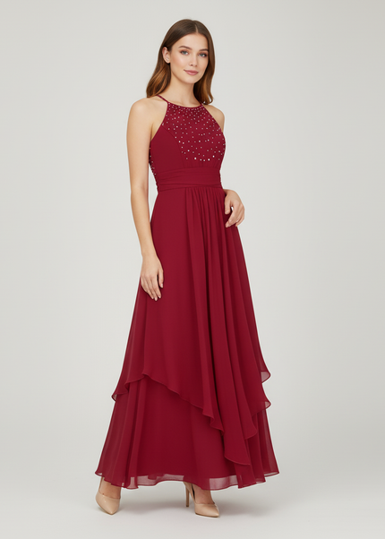 Jugendweihe Kleid Dunkelrot Lang Maedchen | Festlich - Ansicht 1