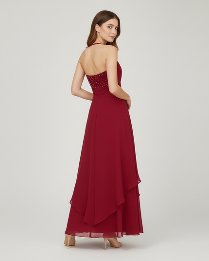 Jugendweihe Kleid Dunkelrot Lang Maedchen | Festlich - Ansicht 2