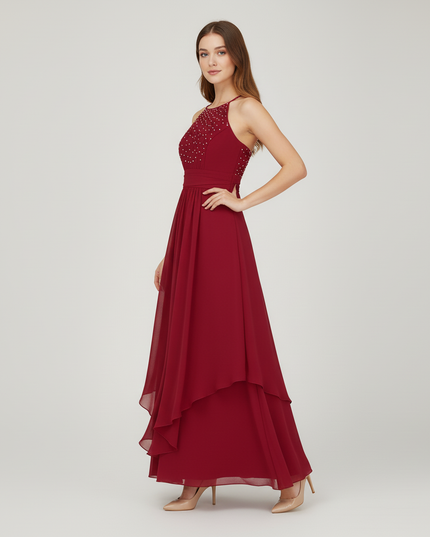 Jugendweihe Kleid Dunkelrot Lang Maedchen | Festlich - Ansicht 3