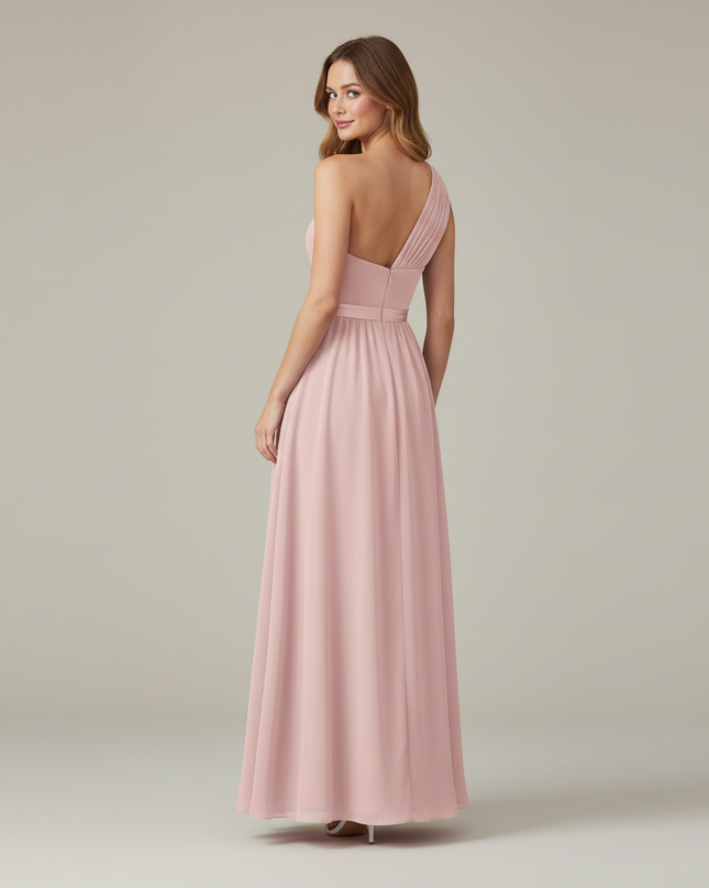 Jugendweihe Kleid Dusty Pink Einschultrig Chiffon - Ansicht 2