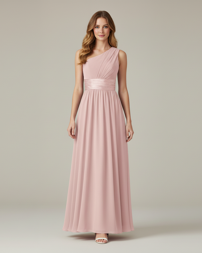Jugendweihe Kleid Dusty Pink Einschultrig Chiffon - Ansicht 5