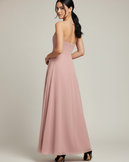 Jugendweihe Kleid Dusty Rose Halter Chiffon Kinder - Ansicht 2
