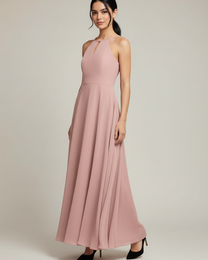 Jugendweihe Kleid Dusty Rose Halter Chiffon Kinder - Ansicht 5