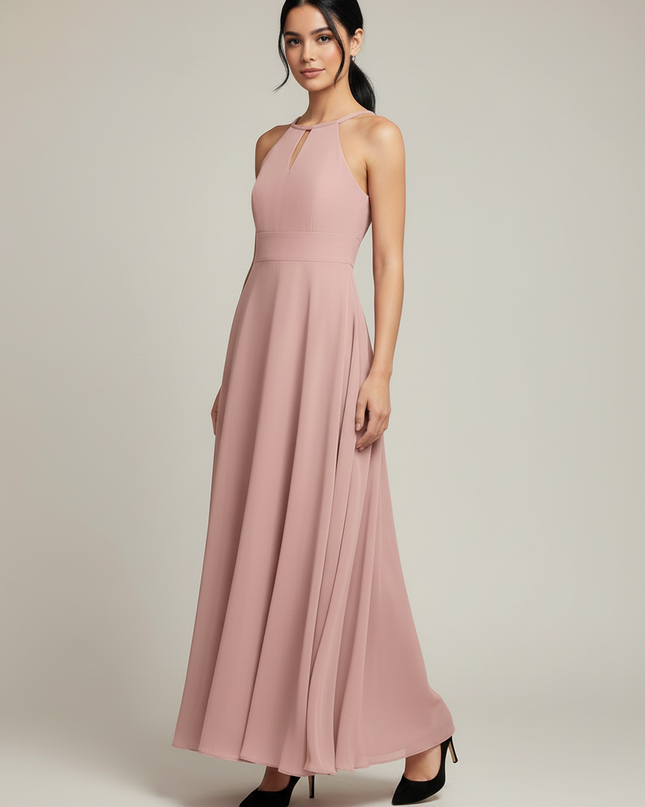 Jugendweihe Kleid Dusty Rose Halter Chiffon Kinder - Ansicht 5