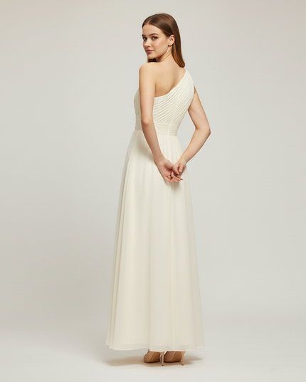 Jugendweihe Kleid Einschulter Ivory Chiffon Glitzer - Ansicht 2