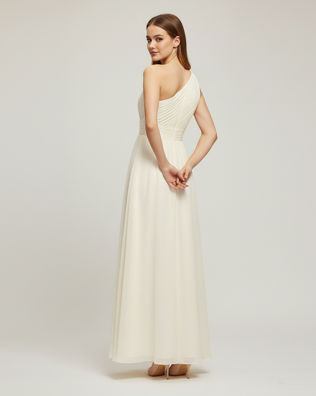 Jugendweihe Kleid Einschulter Ivory Chiffon Glitzer - Ansicht 2