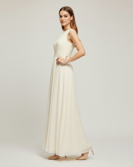 Jugendweihe Kleid Einschulter Ivory Chiffon Glitzer - Ansicht 3