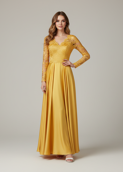 Jugendweihe kleid gelb kurz applikationen teenager Festkleid - Ansicht 1