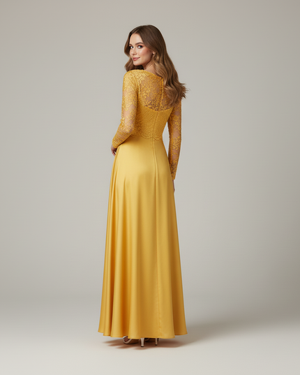 Jugendweihe kleid gelb kurz applikationen teenager Festkleid - Ansicht 2