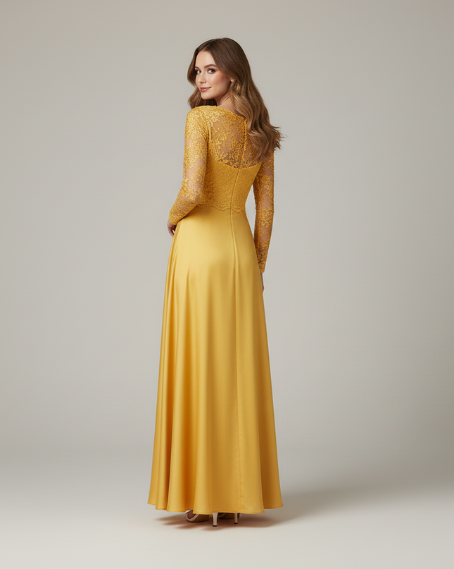 Jugendweihe kleid gelb kurz applikationen teenager Festkleid - Ansicht 2