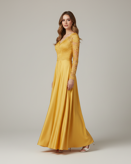 Jugendweihe kleid gelb kurz applikationen teenager Festkleid - Ansicht 3