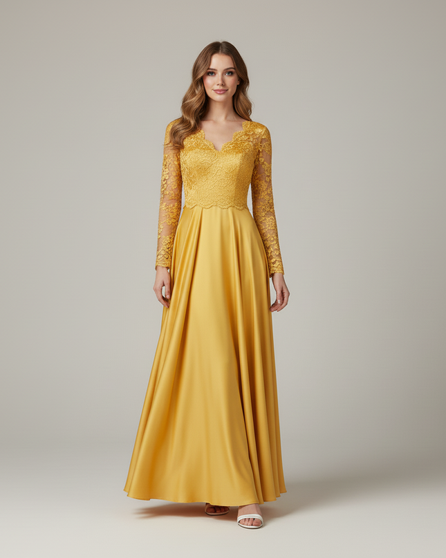 Jugendweihe kleid gelb kurz applikationen teenager Festkleid - Ansicht 5