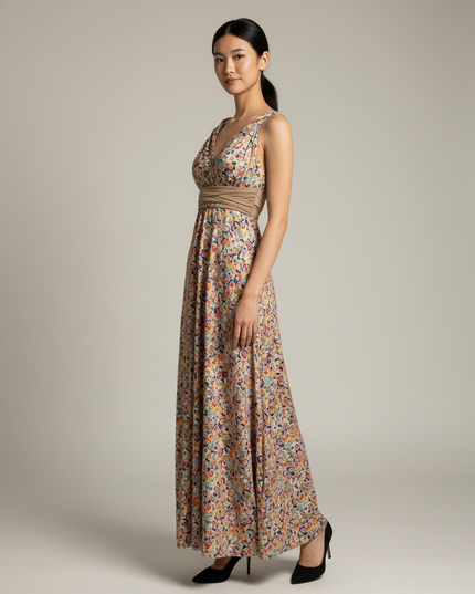 Jugendweihe Kleid Glitzer Braun | Elegantes Maxi - Ansicht 3