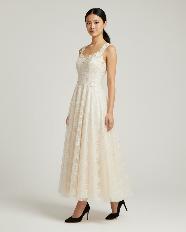 Jugendweihe Kleid Glitzer Champagner Festlich - Abendkleid - Ansicht 3