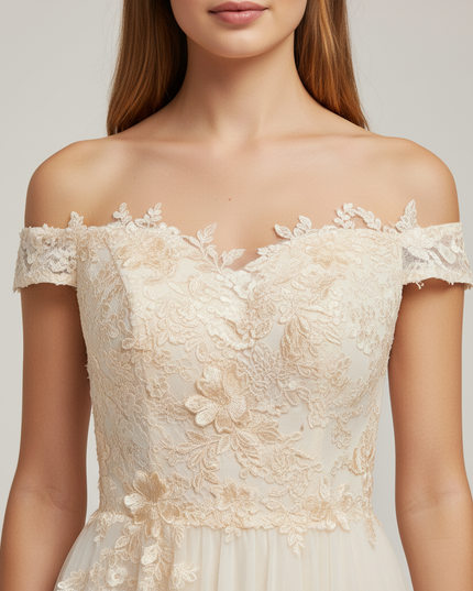 Jugendweihe Kleid Glitzer Champagner Lang - Spitze Kinder - Ansicht 4