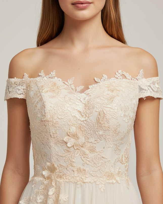 Jugendweihe Kleid Glitzer Champagner Lang - Spitze Kinder - Ansicht 4