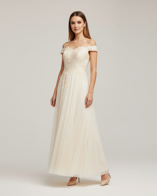 Jugendweihe Kleid Glitzer Champagner Lang - Spitze Kinder - Ansicht 5