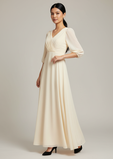 Jugendweihe Kleid Glitzer Champagner - Chiffon Kommunion - Ansicht 1
