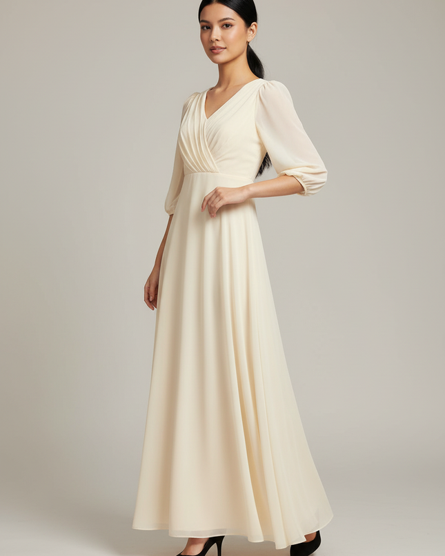 Jugendweihe Kleid Glitzer Champagner - Chiffon Kommunion - Ansicht 1