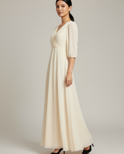 Jugendweihe Kleid Glitzer Champagner - Chiffon Kommunion - Ansicht 3