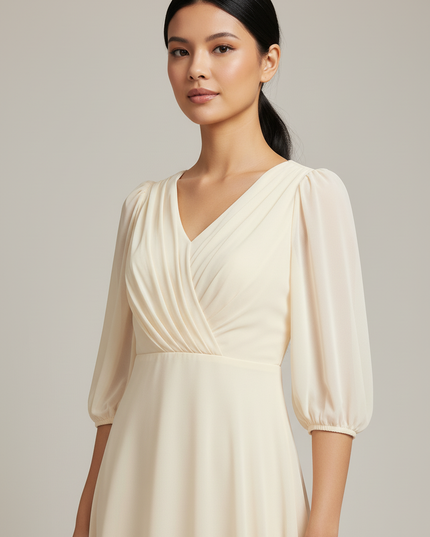 Jugendweihe Kleid Glitzer Champagner - Chiffon Kommunion - Ansicht 4