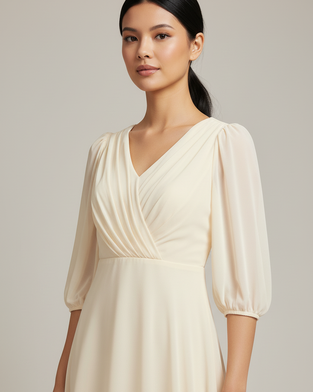 Jugendweihe Kleid Glitzer Champagner - Chiffon Kommunion - Ansicht 4