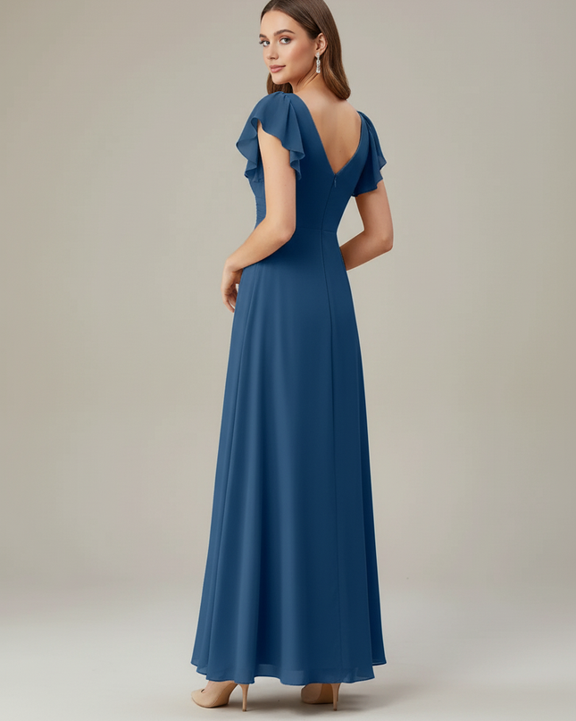 Jugendweihe Kleid Glitzer Elegant Dusty Blue | Chiffon - Ansicht 2