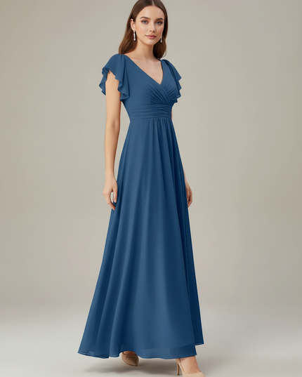Jugendweihe Kleid Glitzer Elegant Dusty Blue | Chiffon - Ansicht 3