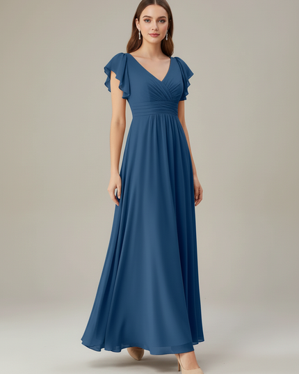 Jugendweihe Kleid Glitzer Elegant Dusty Blue | Chiffon - Ansicht 4