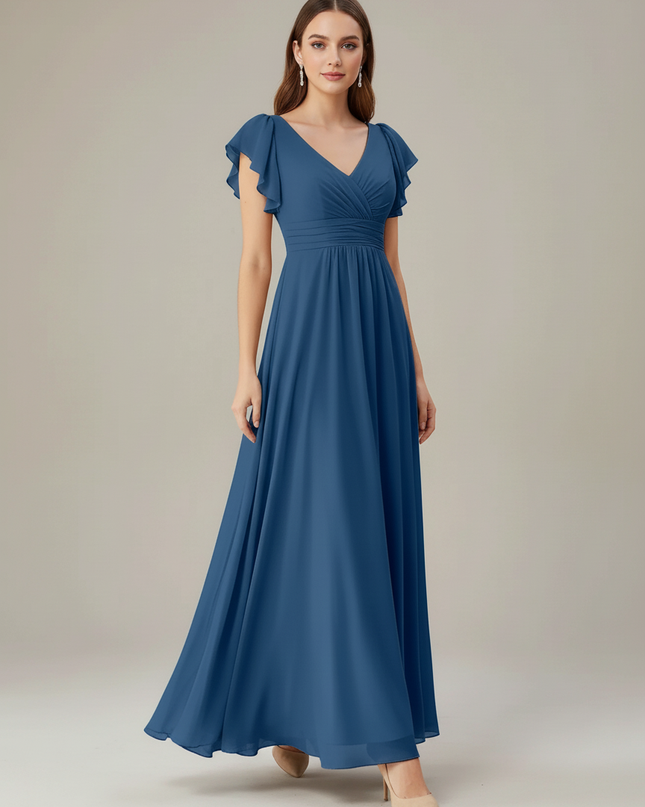 Jugendweihe Kleid Glitzer Elegant Dusty Blue | Chiffon - Ansicht 5